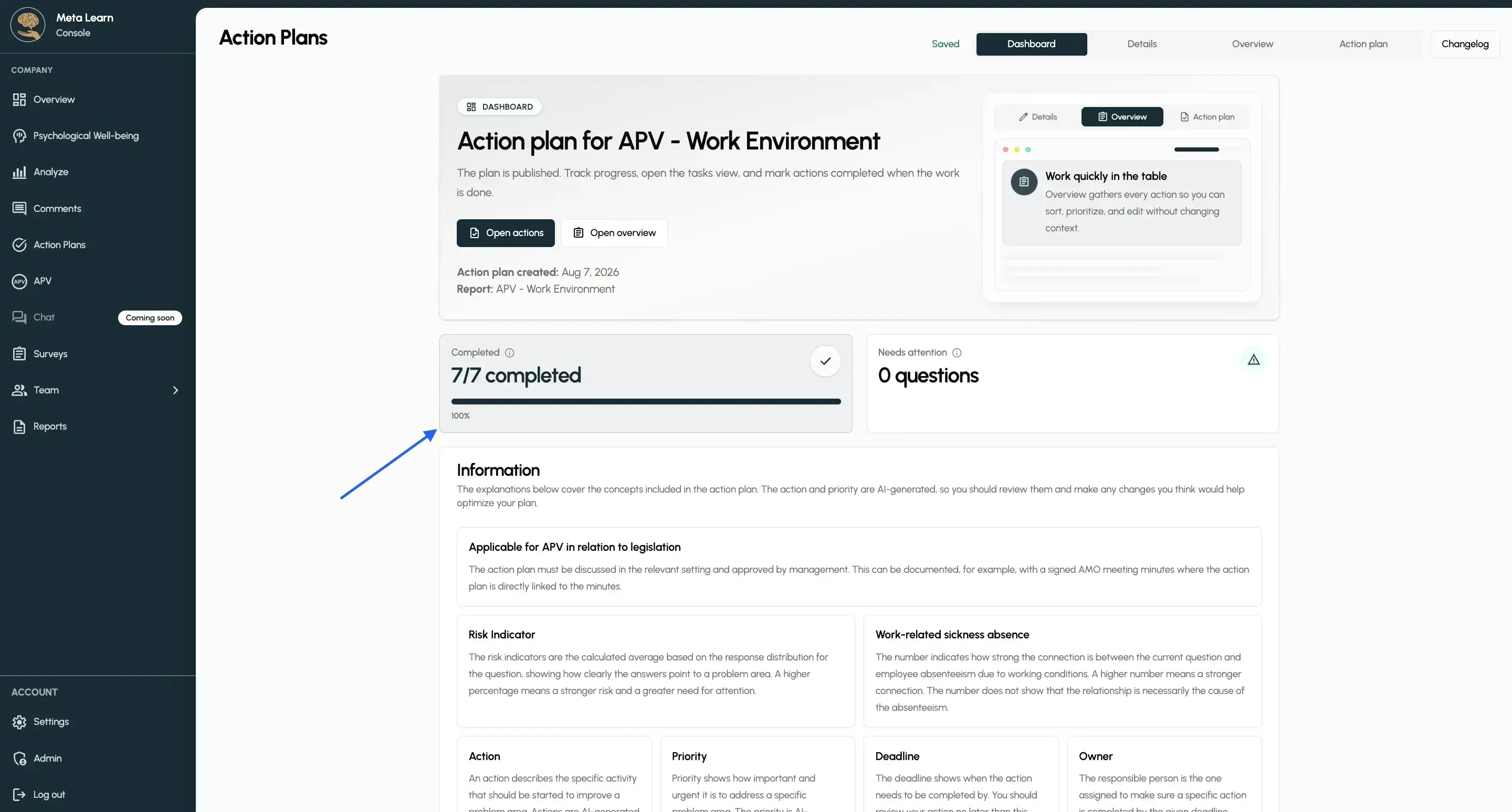 Get started with APV, Step 12: View the completed plan