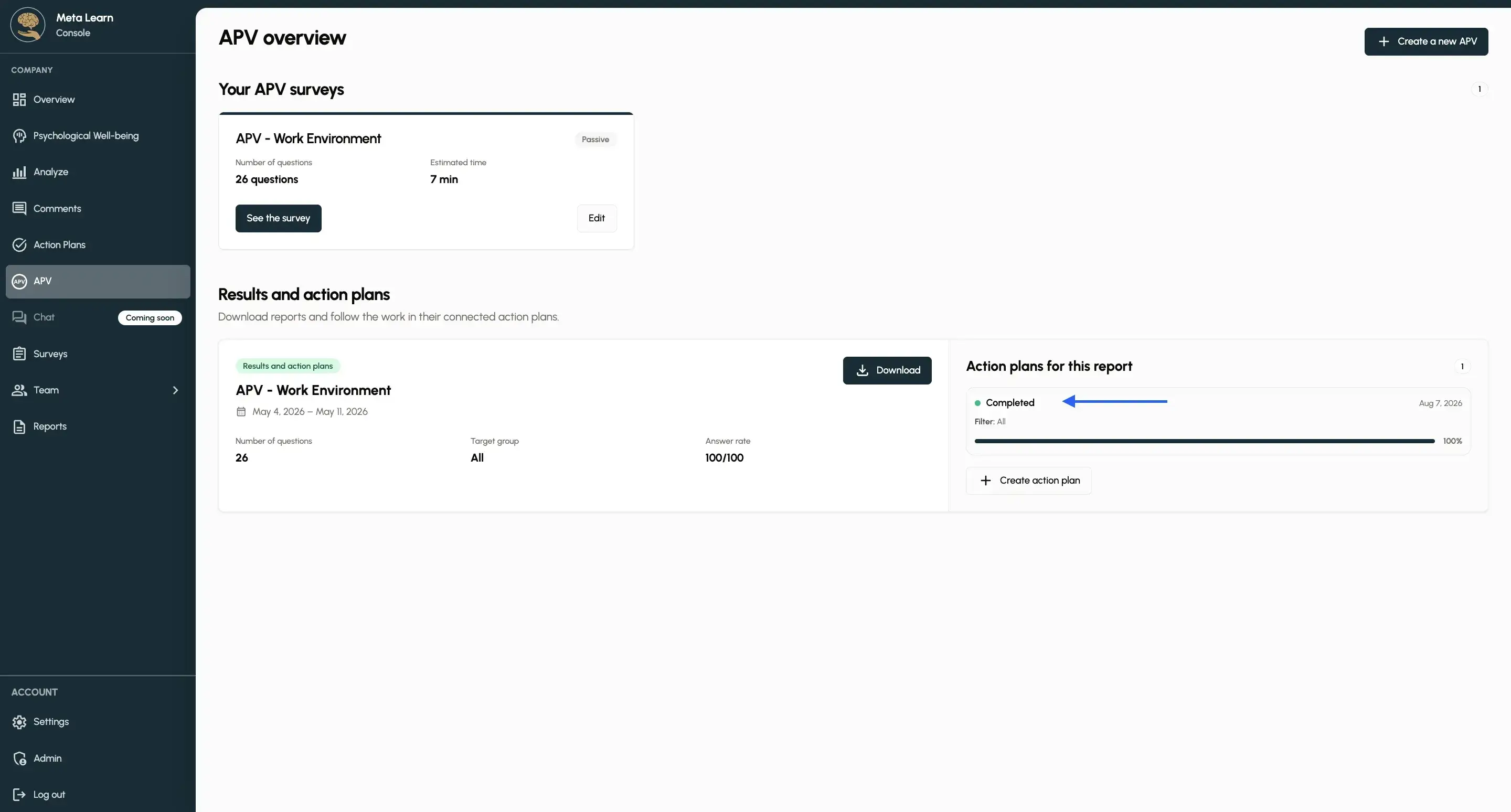 Get started with the APV, Step 13: Return to the APV overview