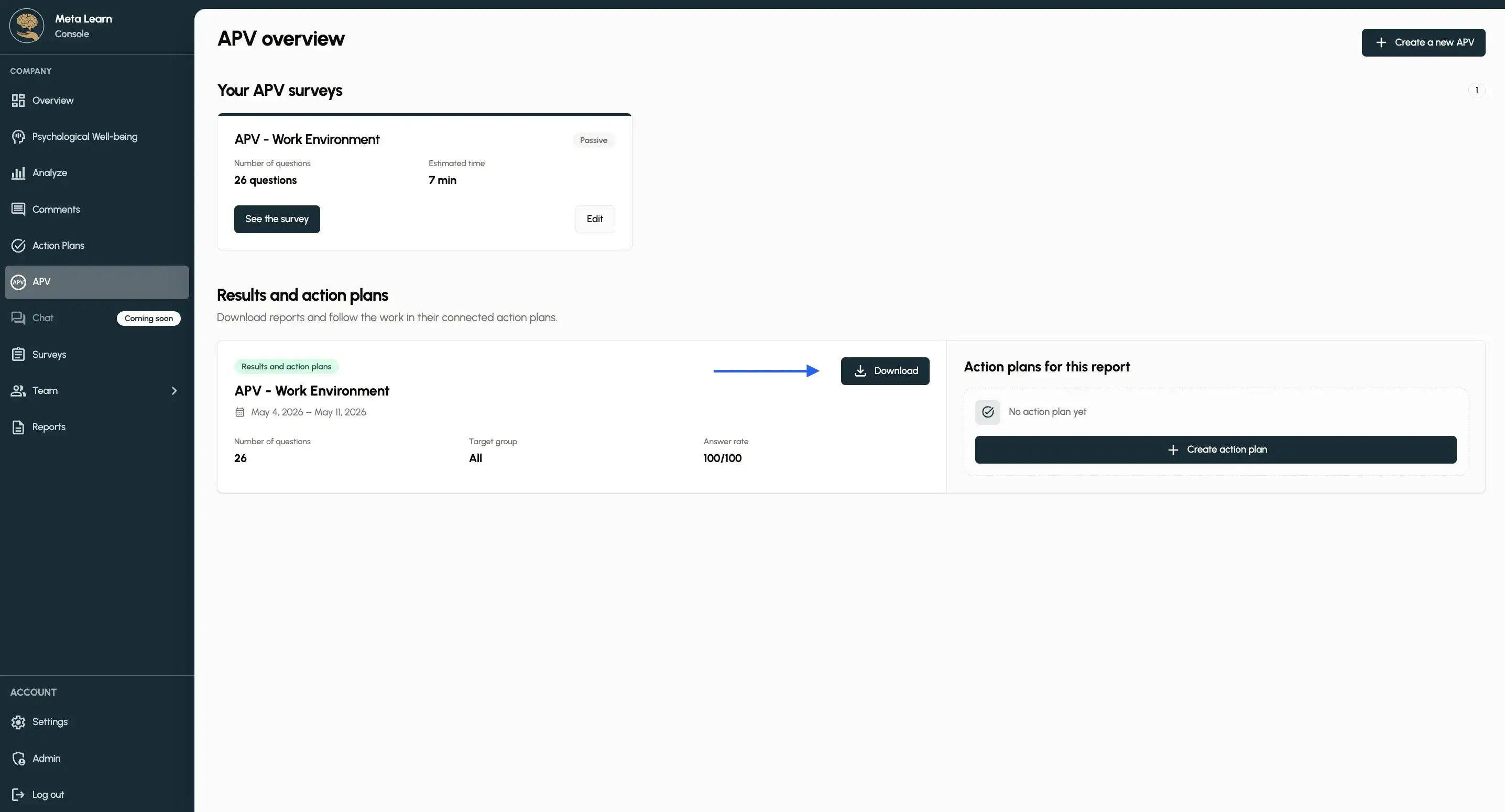 Get started with the APV, Step 2: Download report