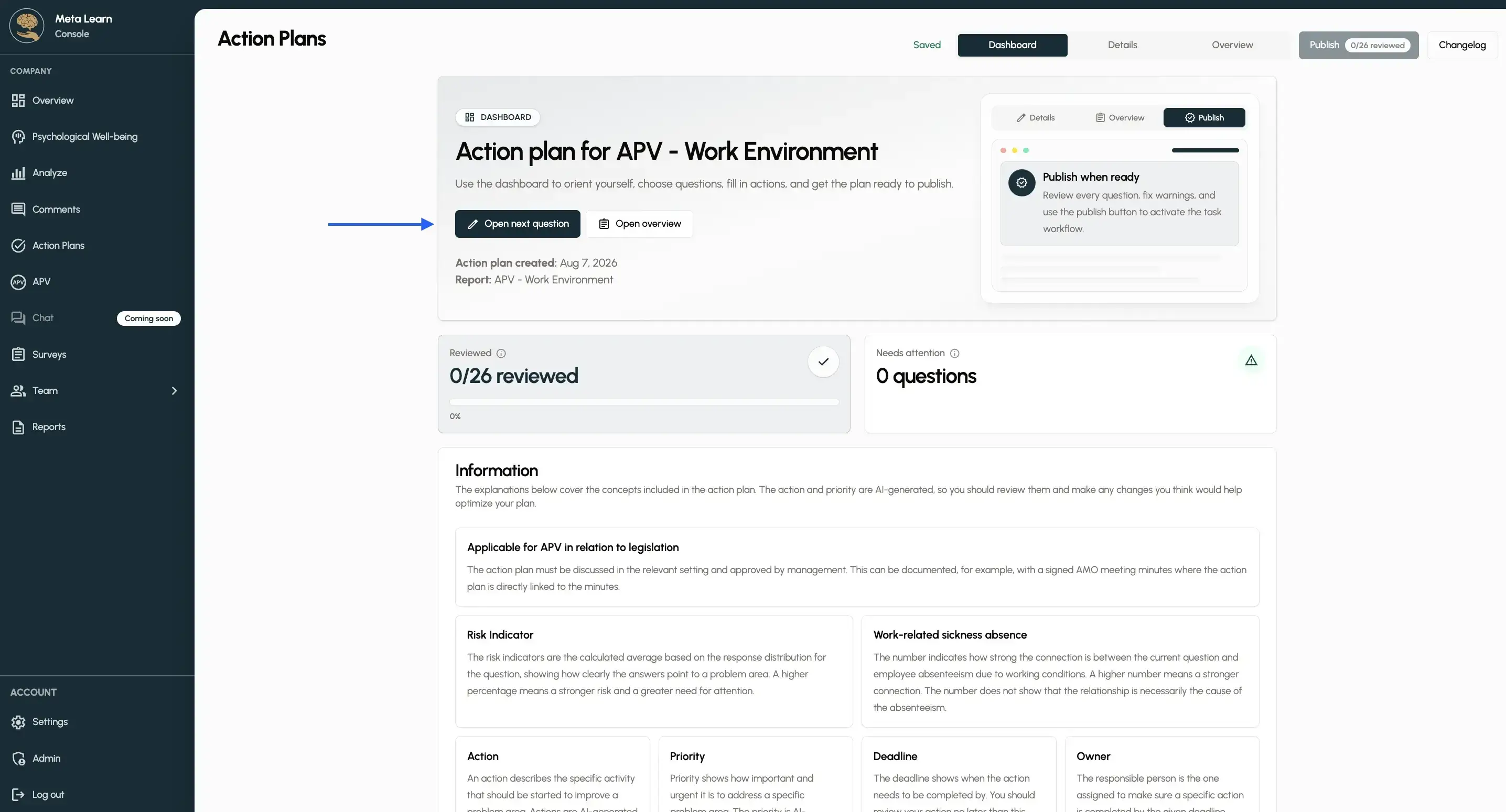 Get started with APV, Step 6: Open the next question